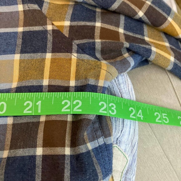 Franco Ferraro Shirt Mens Sz‎ XL 110 Navy Blue Brown Plaid Cotton Button Up - Picture 7 of 8